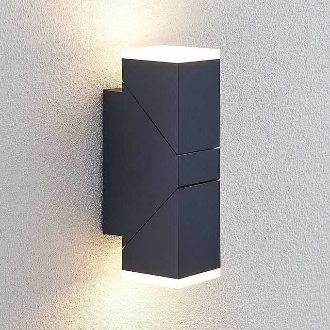 Lindby LED wandlamp Sally, 22cm, antraciet, IP54