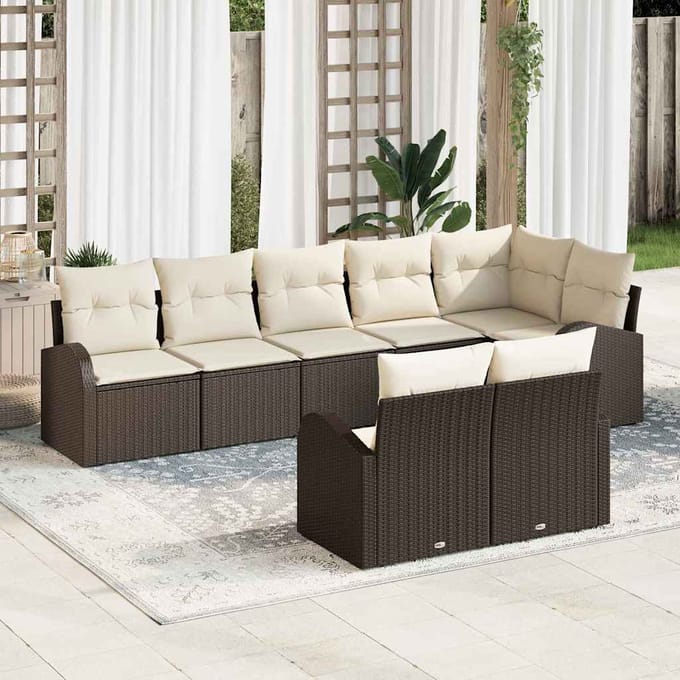 vidaXL - Tuinbank - Set - 8 - st - 8-Aantal - zitplaatsen - poly - rattan