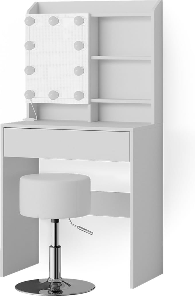 Vicco Laura Kaptafel – 70 cm met LED-verlichting en kruk Wit