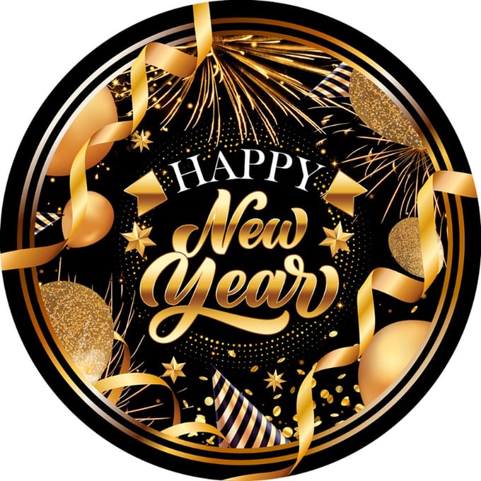 Fiestas Guirca - Borden (papier) - Happy New Year - 23 cm - 6 stuks
