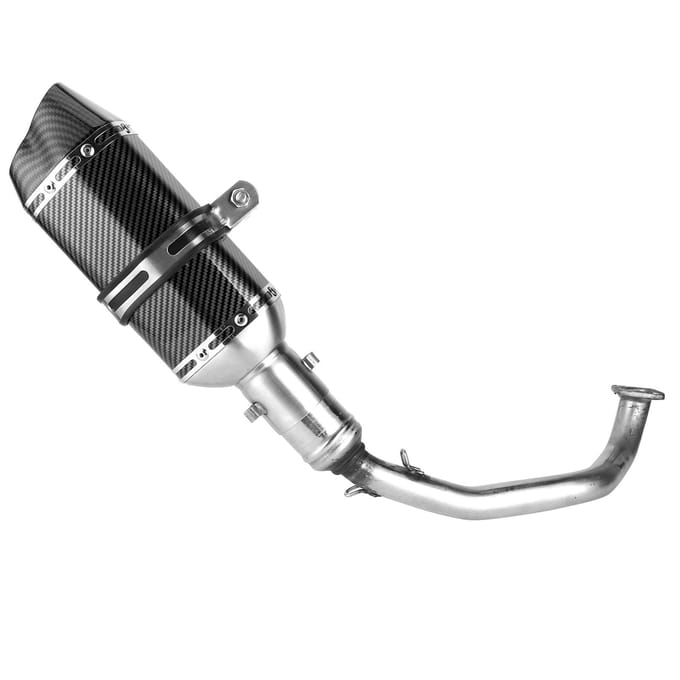 Volledig Uitlaatsysteem Header + Carbon Fiber Stijl Slip?Op Uitlaat Geschikt voor GY6 125 black