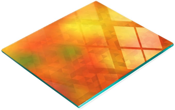 Duurzaam en stijlvol glazen bord met abstract driehoekspatroon 60x52 cm