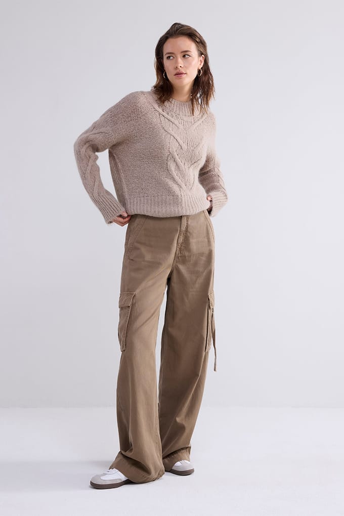 Summum Woman Cargo Wideleg Pants Cavalry Lyocell Twill Olive Maat: 36 | Cargobroeken Outlet | Dames | Groen