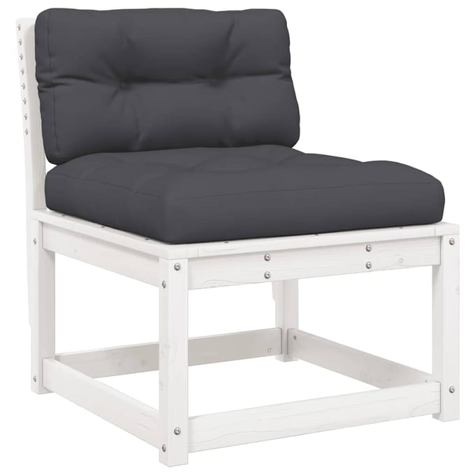 vidaXL - 5-delige - Loungeset - met - kussens - massief - grenenhout - wit