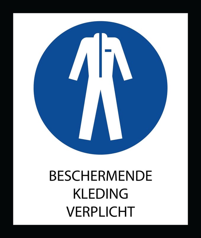 Bord ISO7010 Geboden Beschermende Kleding Verplicht 20 x 24 cm