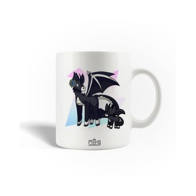 Mug en Céramique - Licorne Dragon - 30cl - Compatible Lave-Vaisselle - Blanc - Rond