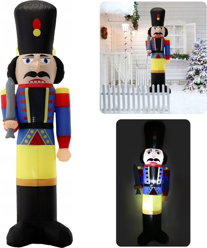 Opblaasbare notenkraker LED, kerstdecoratie 230 cm