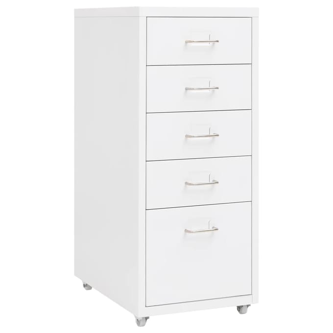 vidaXL - Ladeblok - verrijdbaar - 28x41x69 - cm - metaal - wit