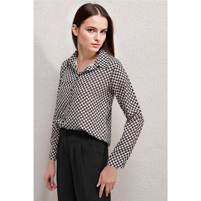 Satin Lange Mouw Knopshirt