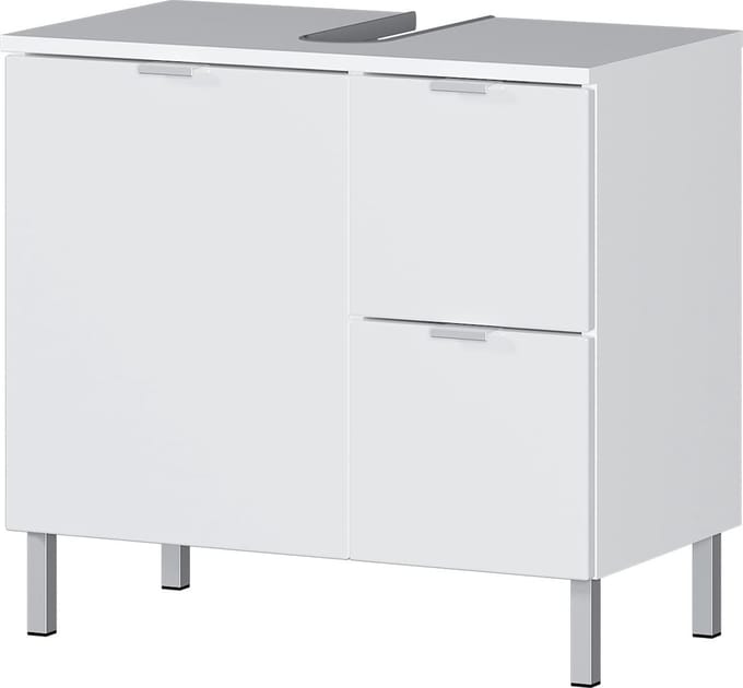 Wastafelkast June Eiken - Wit - MDF - Breedte 60 cm - Hoogte 56 cm - Diepte 34 cm