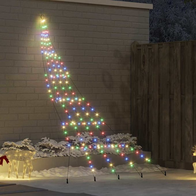 vidaXL - LED - Kerstboom - met - Grondspikes - Meerkleurig - 306 - cm - Metaal