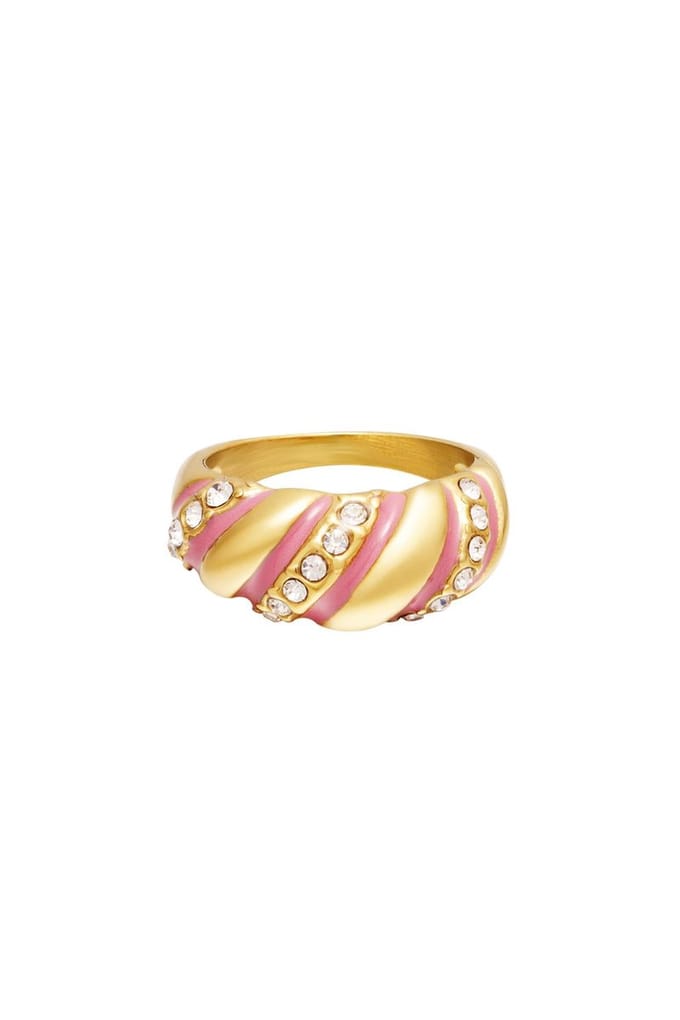 Statement ring swirl - roze- maat 17- Moederdag cadeautje - cadeau voor haar - mama
