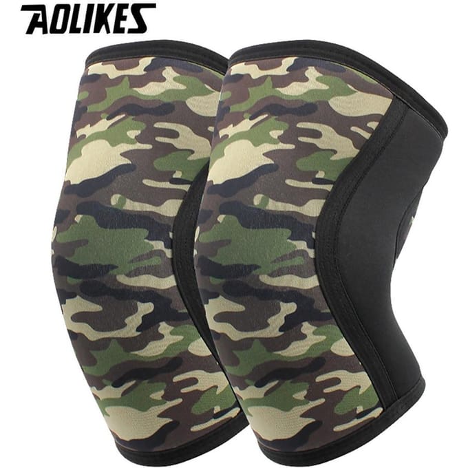 Manchons de genou Aolikes 7 mm Support Squat Compression Néoprène Genouillère de Sport pour Crossfit Haltérophilie M