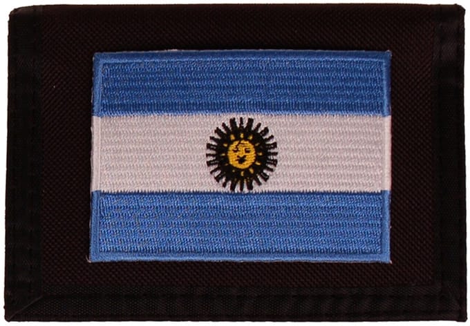Portemonnee zwart 14x10cm - Vlag Argentinie - 8x6cm