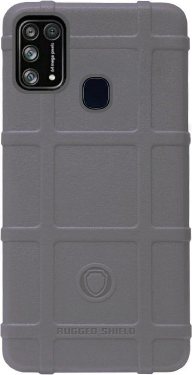 RUGGED SHIELD Rubber Bumper Case Hoesje Geschikt voor Samsung Galaxy M31 - Grijs