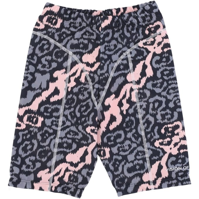 Damesfietsbroek Allover Leopard-legging roze/grijs