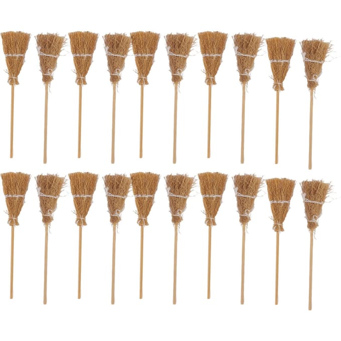 20 stuks Mini Heksenbezem Witte Touw Decoratie DIY Mini Heks Miniatuur Heksenbezem voor Halloween brown