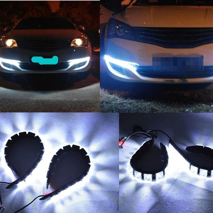 Flexibele LED Dagrijverlichting Auto - 12V Waterdicht Verstelbare DRL Mistlampen Set