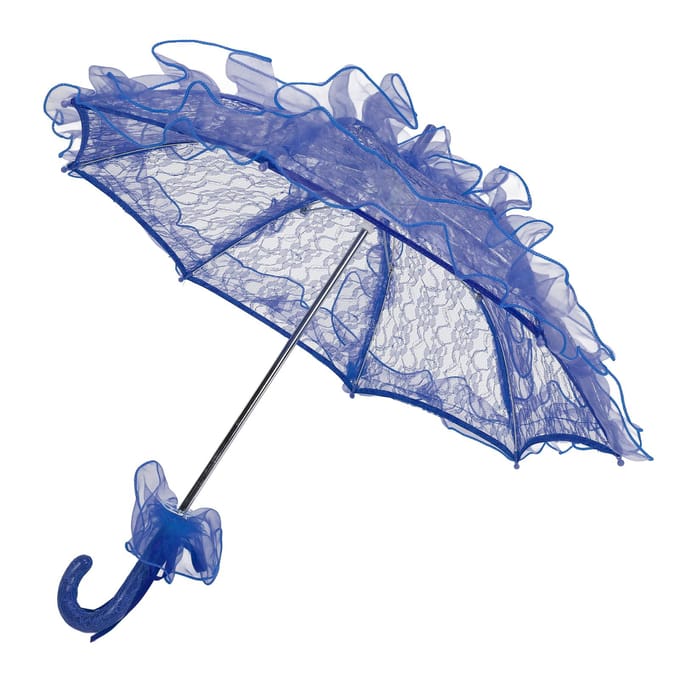 Parasol en dentelle fait à la main pour mariage, élégant et décoratif bleu royal