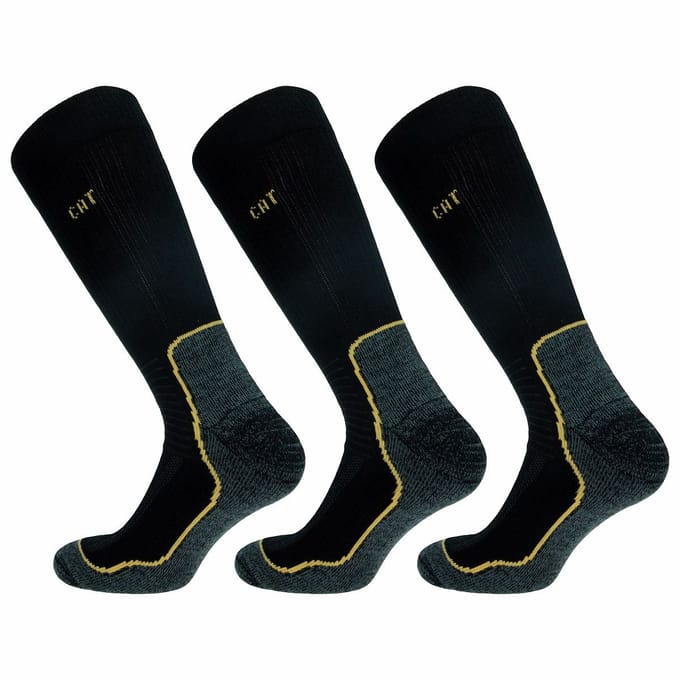 Caterpillar 3 Paar All Weather Werksokken Heren, Kuithoogte - Coolmax - Polyester Zwart, 43-46