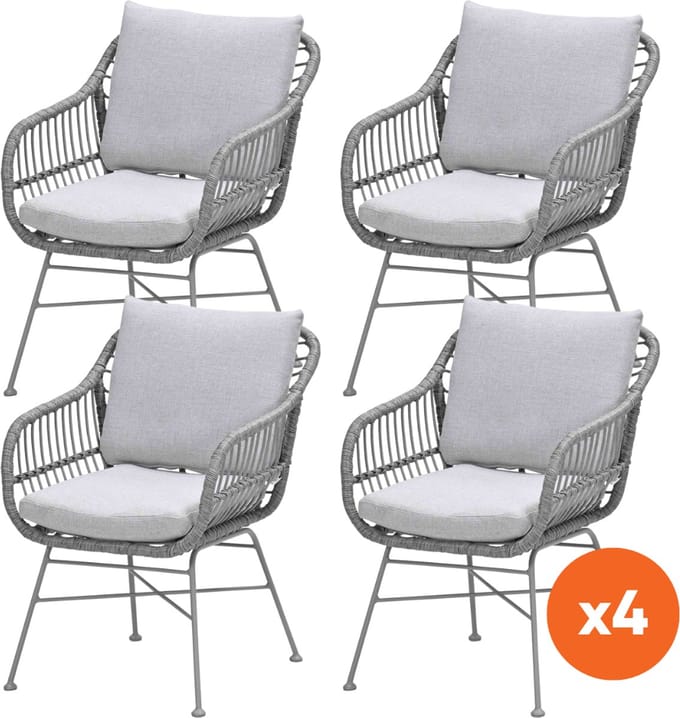 Set van 4 - GI Margriet wicker dining tuinstoelen - Taupe