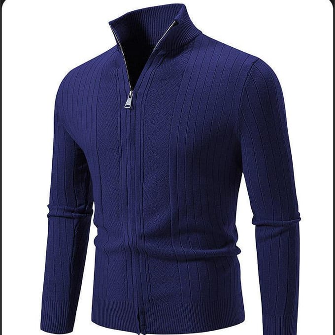 Winter Rits Basis Gebreid Trui Vest Hoge Hals Trui Heren Eenvoudige Effen Kleur Slim Fit Jas 2XL Vloot