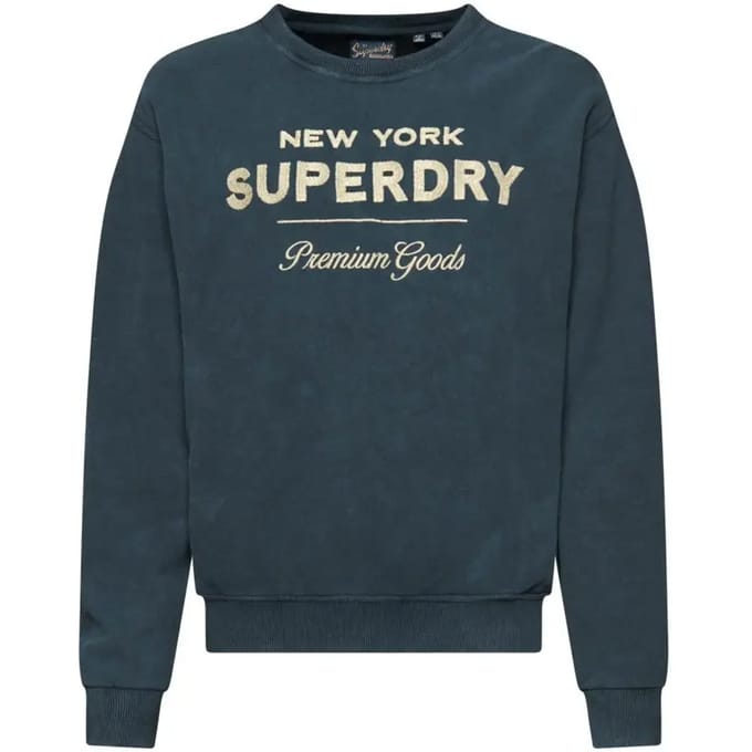 Superdry Luxe Metallic Logo Sweatshirt Dames Trui - Black - Maat S