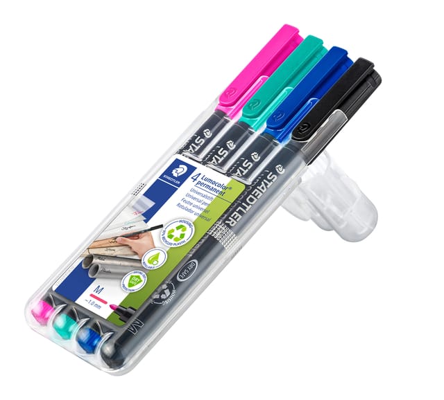 Viltstift Staedtler Lumocolor 317 permanent M set à 4 kleuren