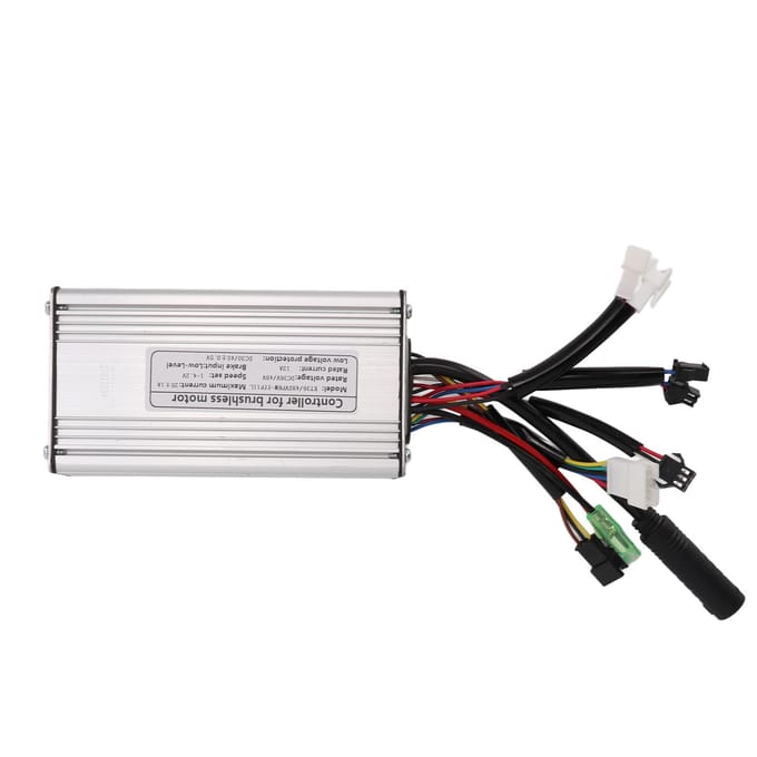 Contrôleur de vélo électrique 36 V 48 V 25 A avec double câble lumineux et dissipation thermique, contrôleur à 9 tubes white