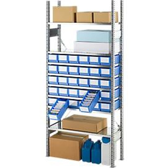 Aanbouwstelling R 3000, 8 legborden, 30 stellingbakken