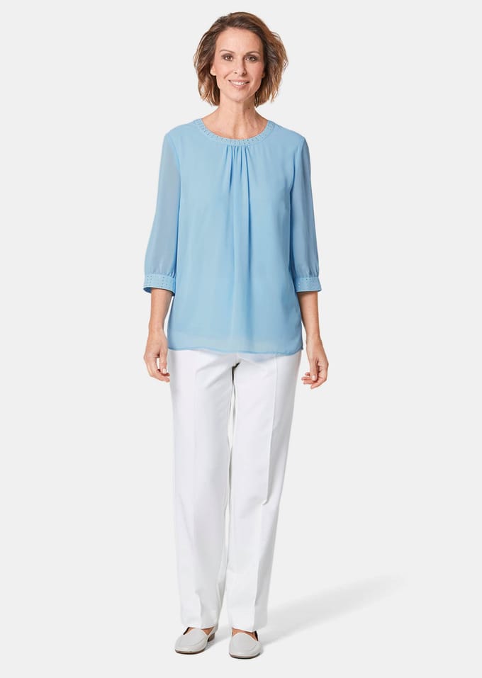 Goldner Blouse Blouse van lichte chiffon met glittersteentjes