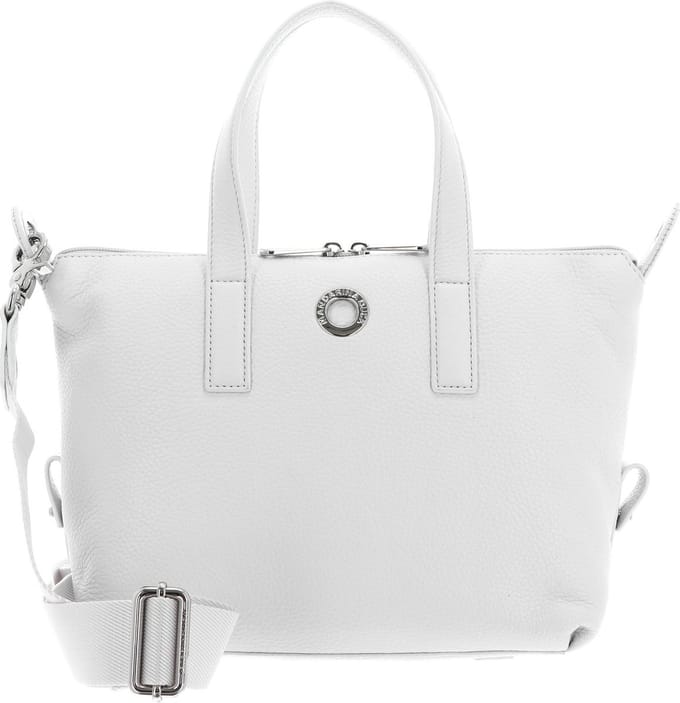 MANDARINA DUCK Leren Handtas Schoudertas Mellow Leather Bowling Bag Nimbus Cloud Lichtgrijs