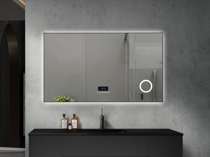 Mawialux LED Badkamerspiegel - Bluetooth - 120x70cm - Mat Zwart - Noël