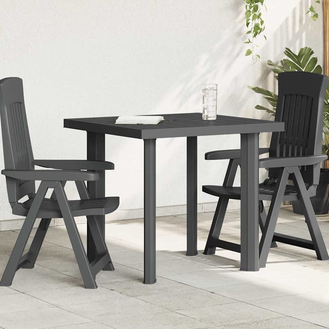 vidaXL - Tuintafel - 80x75x72 - cm - kunststof - antraciet