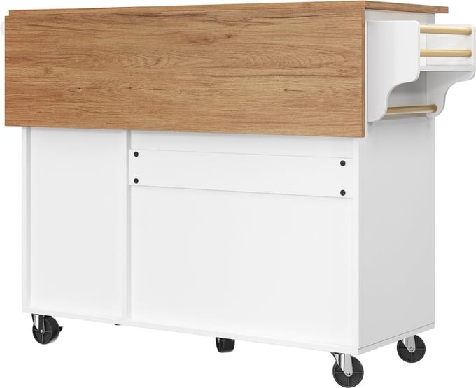 Uitschuifbare Keukeneiland, Dressoir, Opbergkast, Keukentrolley – Multifunctionele eettafel met opbergruimte – Wit,110×45(75)×92cm