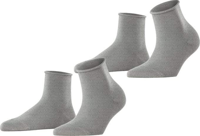 Esprit Basic Pure 2-Pack drukvrije rolrand katoen multipack sokken dames grijs - maat 35-38