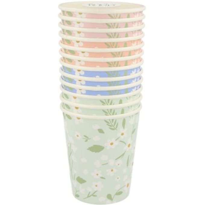 Meri meri pasen bekertjes karton à 8 stuks - dits floral