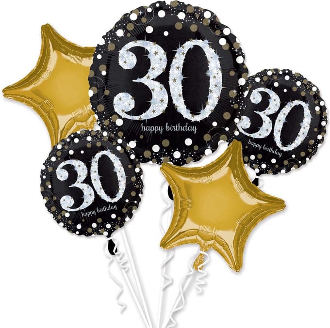 Amscan - Boeket Sparkling Birthday 30 5 Folie Ballonnen