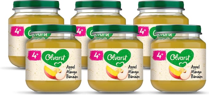 Olvarit Fruithapje 4+ Maanden - Appel Mango Banaan - 6 x 125g