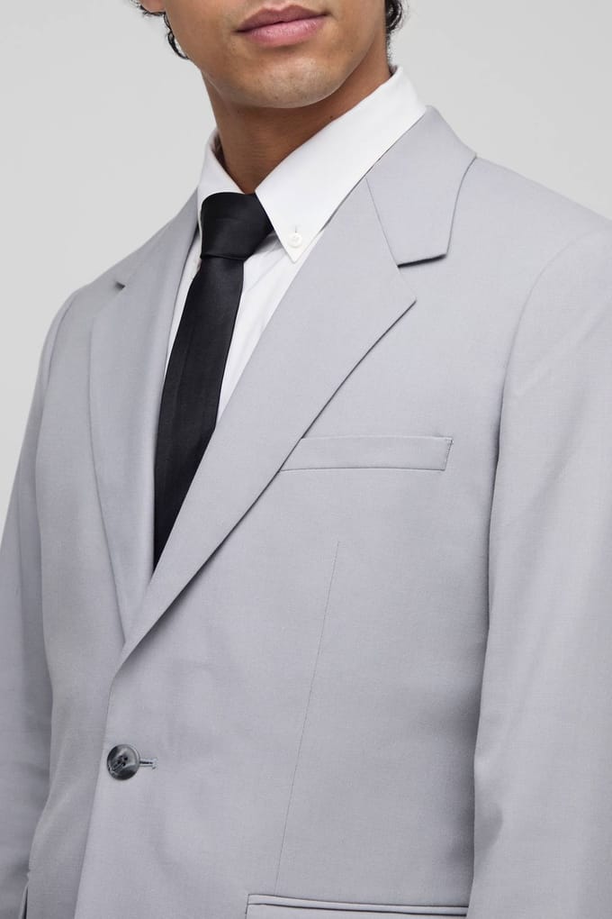 Slim Single Breasted Suit Jacket | Grey | Size 48
