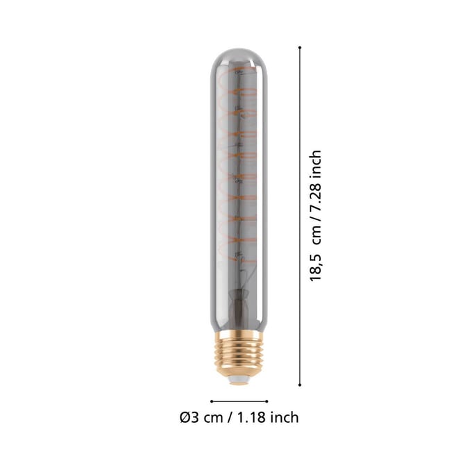 Eglo Ledfilamentlamp Spiral - Smoke - D3cm - Dimbaar - Warm Wit - E27 - 4w