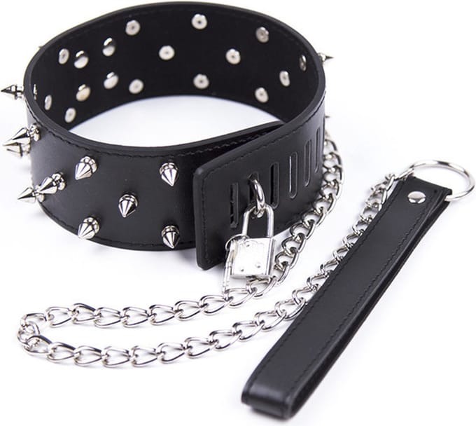 vscnovelty® Fetish halsband met riem en metal pins