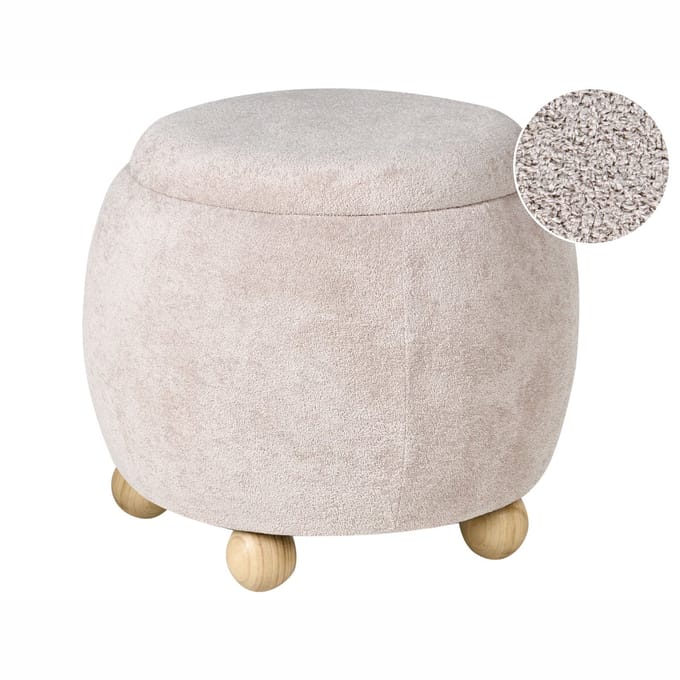 ANNABELLA - Poef met opbergruimte - Lichtbeige - Bouclé
