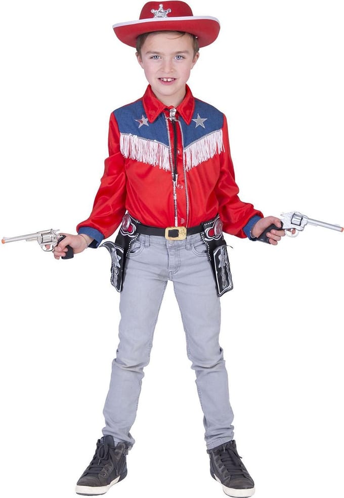 Verkleedpak cowboy hemd jongen Cowboy Jeans Boy 140