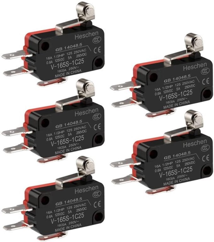 Dailygoody - Micro Switch - 16A 250Vac - Rood - Roller Lever