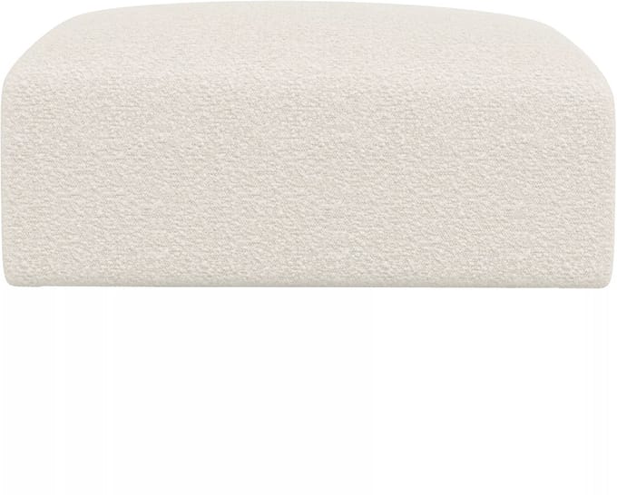 Vente-unique Witte poef van boucléstof POGNI van Maison Céphy