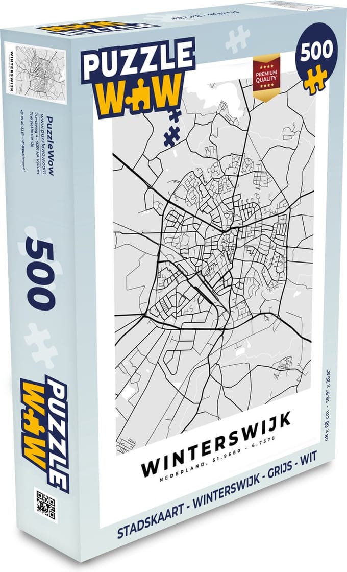 Puzzel Stadskaart - Winterswijk - Grijs - Wit - Legpuzzel - Puzzel 500 stukjes - Plattegrond