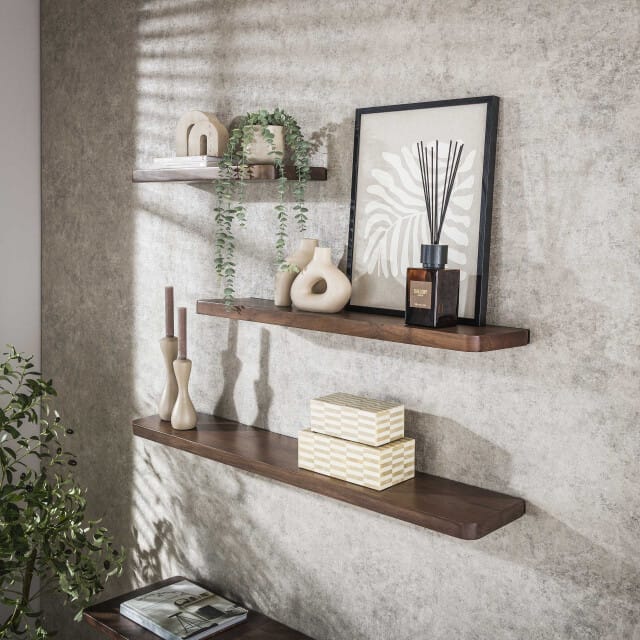Hoyz Collection - Wandplank Carve 60cm - Massief Acacia Bruin