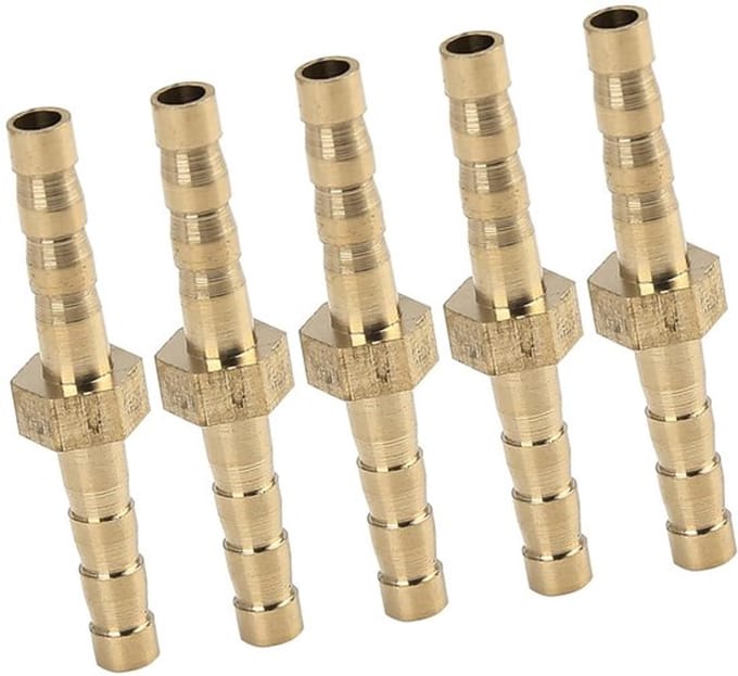 Dailygoods- Slangschroefverbinding Messing - 4 mm - 5 Stuks - Hoge