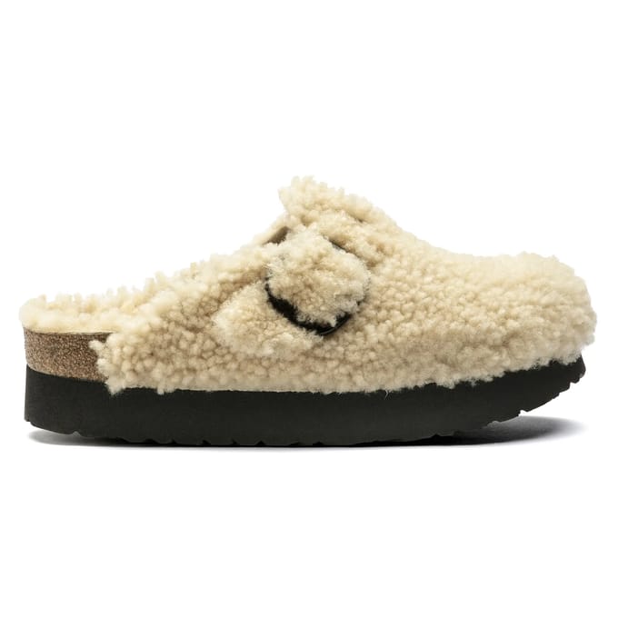 Damesklompen Papillio Boston Big Buckle Platform Fur